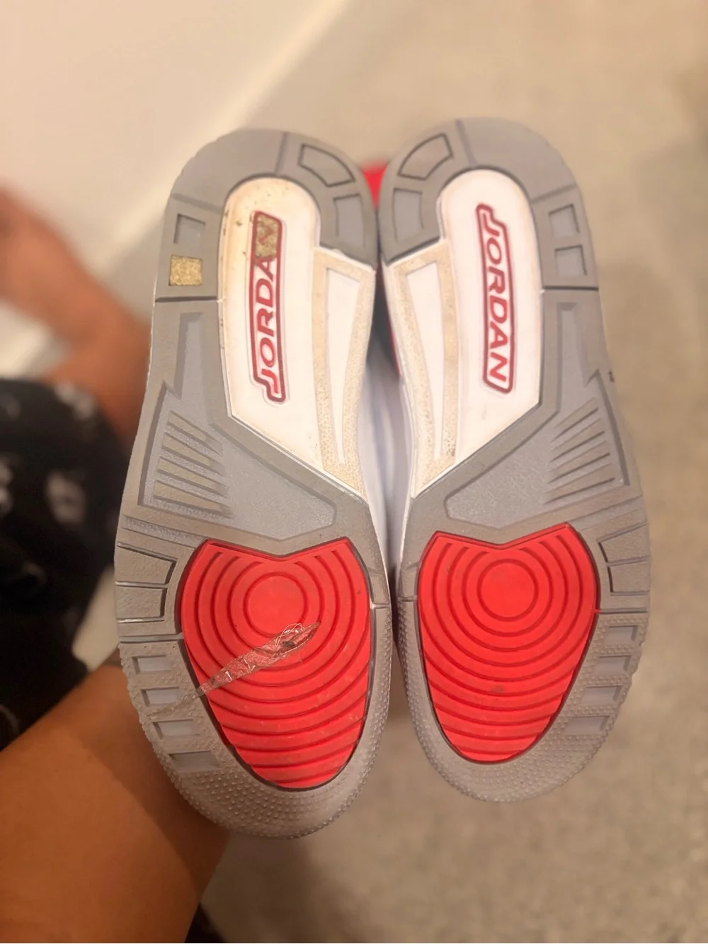Jordan Red and White Basketball Sneaker Interior